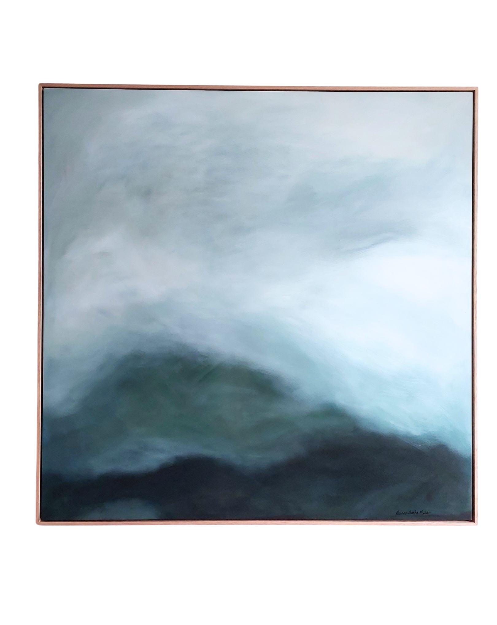 After the Rain — original abstract landscape painting by Leanne Aroha Mulder, framed in timber
